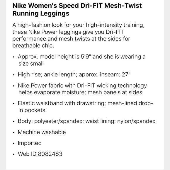 NWT Nike women’s dri-fit running leggings - Picture 10 of 10